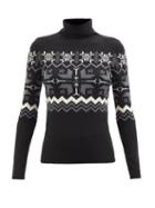 Perfect Moment - Fair Isle Merino Roll-neck Sweater - Womens - Black