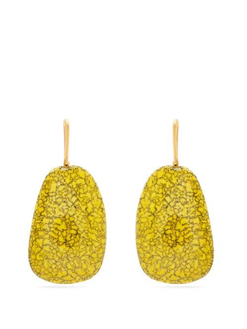 Matchesfashion.com Isabel Marant - Square Marbled Stone Drop Earrings - Womens - Yellow