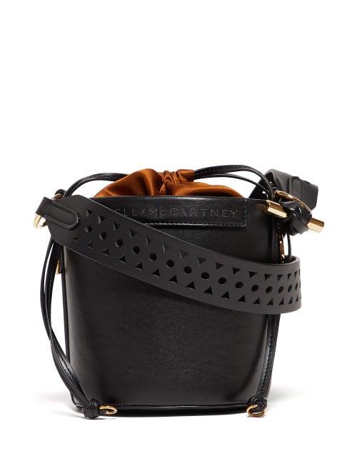 Matchesfashion.com Stella Mccartney - Drawstring Faux Leather Bucket Bag - Womens - Black