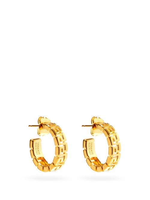 Matchesfashion.com Versace - Greca Cut-out Hoop Earrings - Womens - Gold