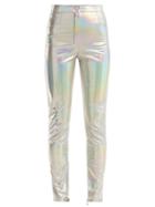 Matchesfashion.com Balmain - High Rise Skinny Hologram Trousers - Womens - Silver