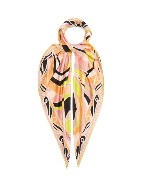 Matchesfashion.com Emilio Pucci - Vetrate-print Silk Scarf - Womens - Pink Multi