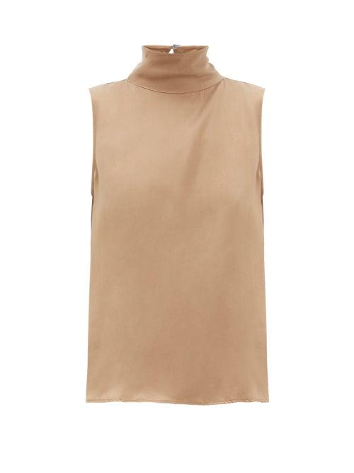 Matchesfashion.com Worme - High Neck Silk Top - Womens - Tan