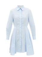 Alexander Mcqueen - Lace-up Cotton-poplin Shirt Dress - Womens - Blue