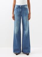Givenchy - Wide-leg Washed-denim Jeans - Womens - Light Denim