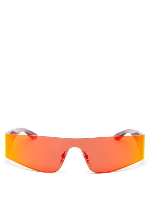 Matchesfashion.com Balenciaga - Mono Reflective Slim Sunglasses - Mens - Orange