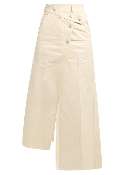 Matchesfashion.com A.w.a.k.e. - Asymmetric Cotton Midi Skirt - Womens - Cream