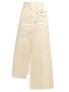 Matchesfashion.com A.w.a.k.e. - Asymmetric Cotton Midi Skirt - Womens - Cream