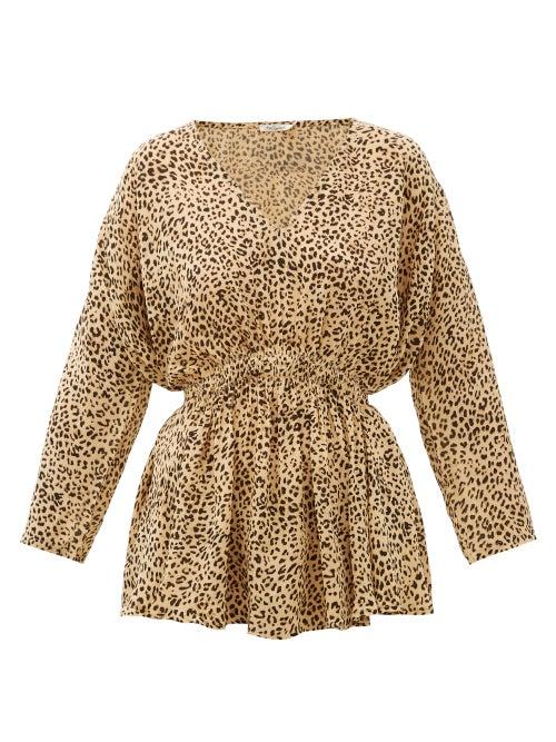 Matchesfashion.com Mes Demoiselles - Roseau Leopard-print Crepe Blouse - Womens - Beige Print