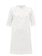 Matchesfashion.com Goat - Alexa Crystal Embellished Wool Dress - Womens - White