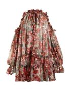 Matchesfashion.com Alexander Mcqueen - Ruffle Rimmed Fil Coup Jacquard Dress - Womens - Ivory Multi