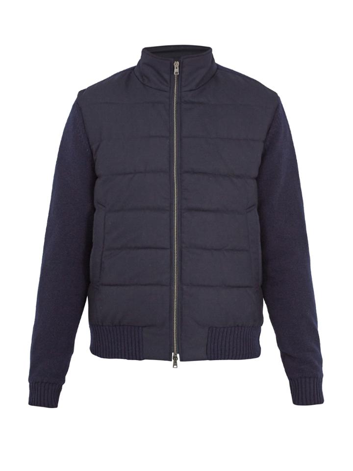 Herno Contrast-sleeve Quilted Bomber Jacket