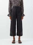 Merlette - Leon Lace-cuff Cotton-broadcloth Trousers - Womens - Black