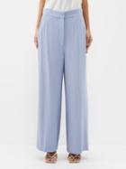 Khaite - Strannly High-rise Wool-blend Trousers - Womens - Light Blue