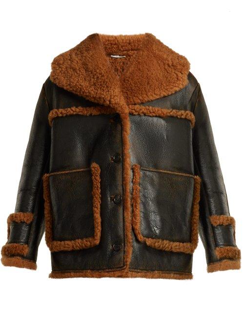 Matchesfashion.com Miu Miu - Oversized Shearling Coat - Womens - Black