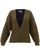 Matchesfashion.com See By Chlo - Bi Colour Alpaca Blend Cardigan - Womens - Khaki Multi