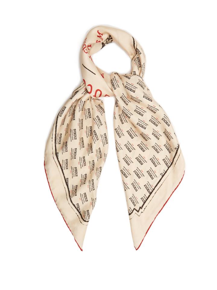 Gucci Invite-print Silk-twill Scarf