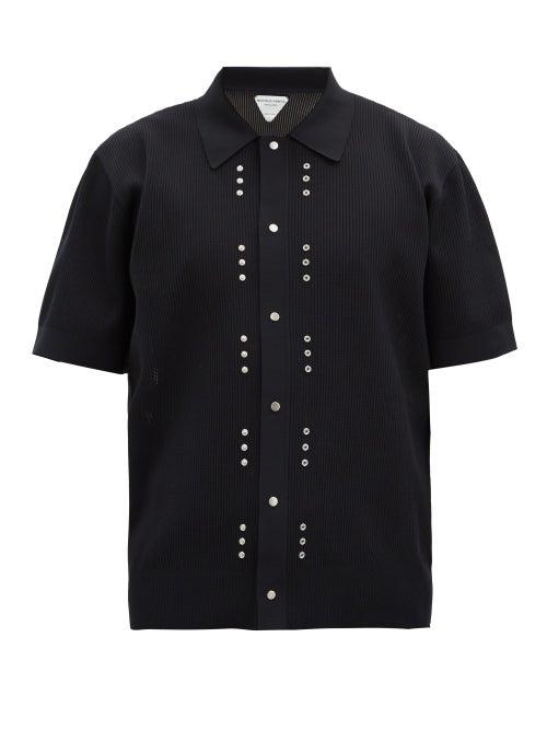 Matchesfashion.com Bottega Veneta - Studded Cotton-piqu Polo Shirt - Mens - Black