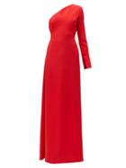 Matchesfashion.com Carolina Herrera - One Shoulder Crepe Gown - Womens - Red