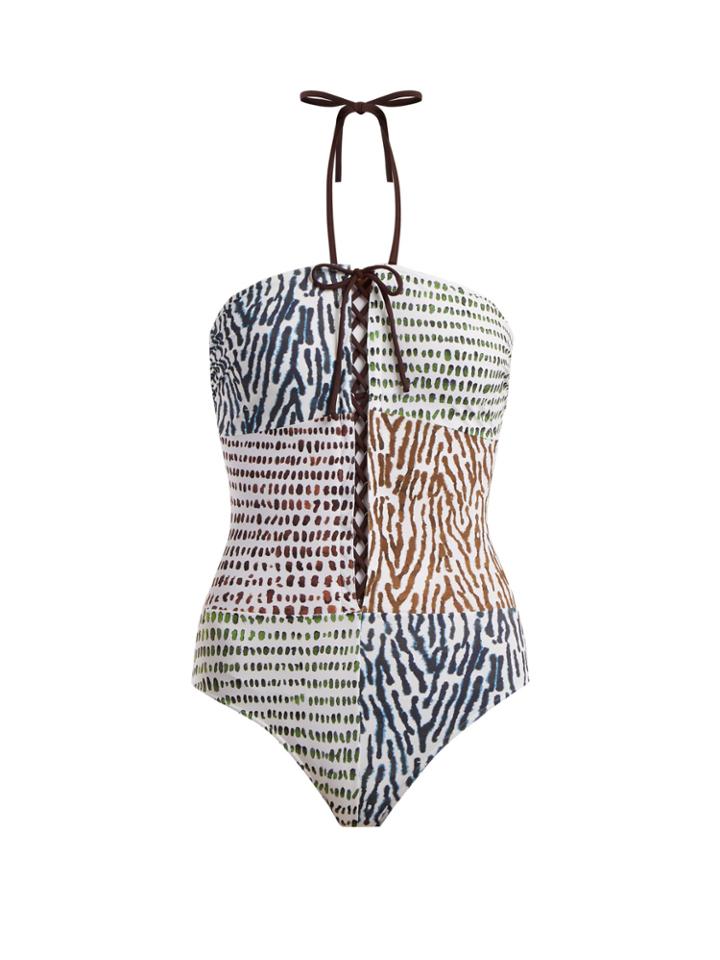 On The Island Double Boa Animal-print Swimsuit