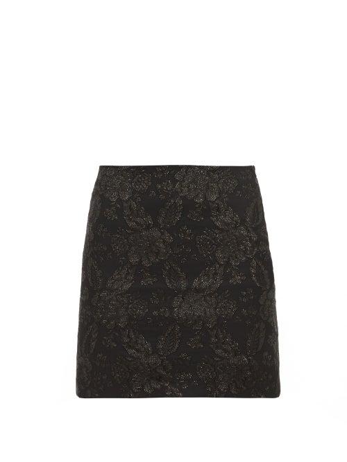 Matchesfashion.com Art School - Floral Brocade Mini Skirt - Womens - Black