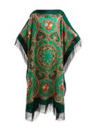Matchesfashion.com Vetements - Floral Print Wool Scarf Midi Dress - Womens - Green Multi
