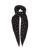 Matchesfashion.com Saint Laurent - Anchor-print Wool Scarf - Womens - Black White
