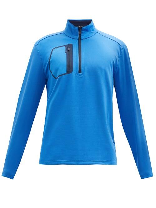 Matchesfashion.com Polo Ralph Lauren - Zipped Performance-jersey Long-sleeve T-shirt - Mens - Blue
