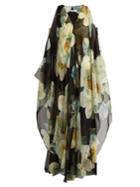 Lanvin English Rose-print Silk-voile Gown