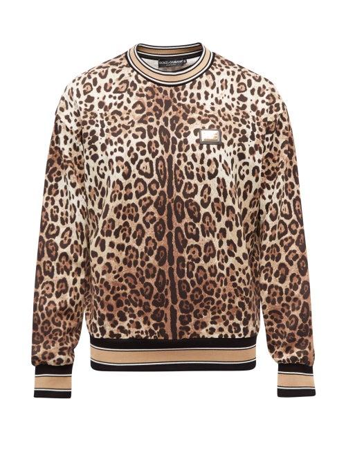 Mens Rtw Dolce & Gabbana - Leopard-print Cotton-jersey Sweatshirt - Mens - Multi