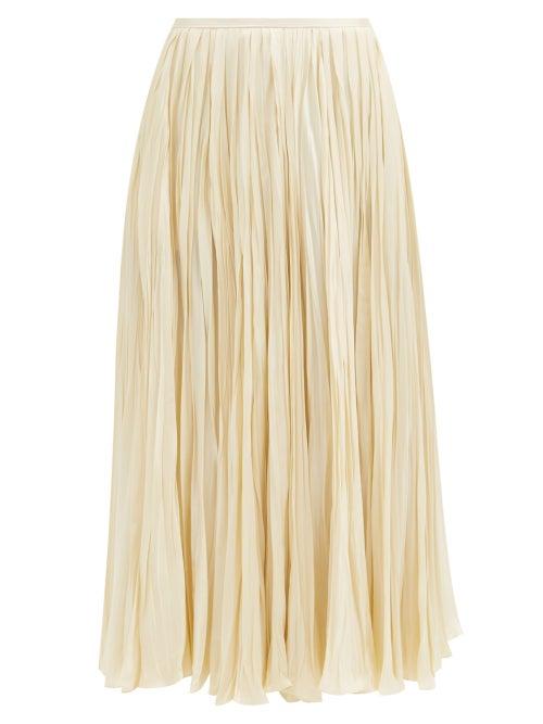 Matchesfashion.com Jil Sander - Pliss Twill Midi Skirt - Womens - Ivory
