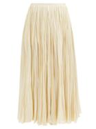 Matchesfashion.com Jil Sander - Pliss Twill Midi Skirt - Womens - Ivory