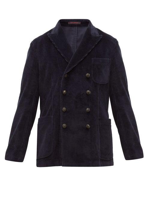 Matchesfashion.com The Gigi - Double Breasted Cotton Blend Corduroy Blazer - Mens - Navy