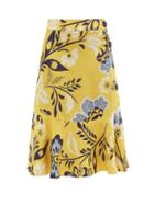 Ladies Beachwear Cala De La Cruz - Vivian Floral-print Linen Midi Skirt - Womens - Yellow Print