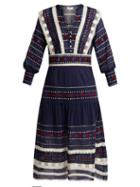 Matchesfashion.com Sea - Ila Lace Armour Cotton Dress - Womens - Navy Multi