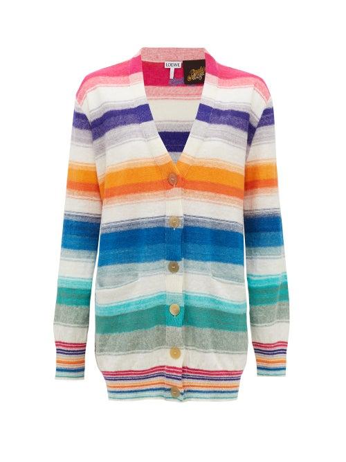 Matchesfashion.com Loewe Paula's Ibiza - Striped Knitted Cardigan - Womens - Multi