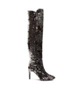 Matchesfashion.com Aquazzura - Gainsbourg 85 Sequin Boots - Womens - Silver