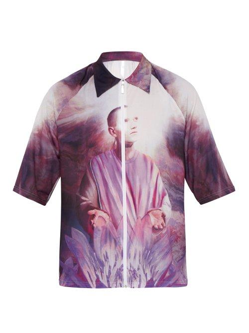 Matchesfashion.com Cottweiler - Zip Up Stretch Jersey Shirt - Mens - Purple