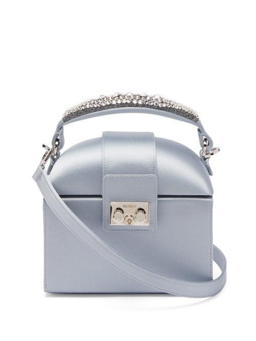 Matchesfashion.com Rodo - Trunk Crystal-embellished Satin Cross-body Bag - Womens - Light Blue