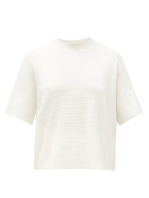 Matchesfashion.com Barrie - Stripe-stitched Cashmere Sweater - Womens - White
