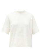 Matchesfashion.com Barrie - Stripe-stitched Cashmere Sweater - Womens - White