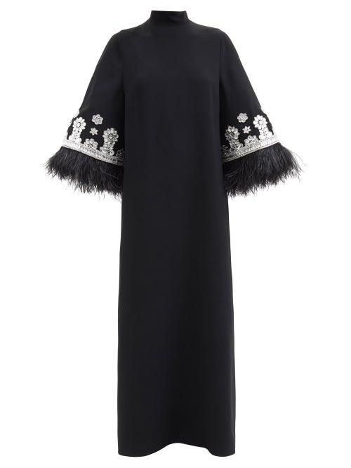 Andrew Gn - Crystal-embellished Feather-trim Dress - Womens - Black Multi