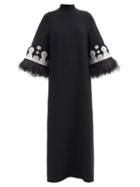 Andrew Gn - Crystal-embellished Feather-trim Dress - Womens - Black Multi