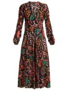 Matchesfashion.com Etro - Elsa Floral Print Silk Wrap Dress - Womens - Black Print