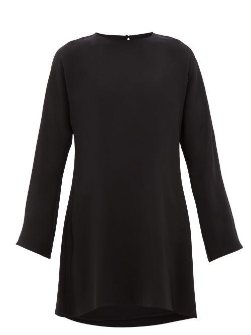 Matchesfashion.com La Collection - Bianca Dolman-sleeve Silk-crepe Dress - Womens - Black