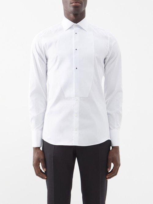 Dolce & Gabbana - Piqu-plastron Cotton-poplin Tuxedo Shirt - Mens - White