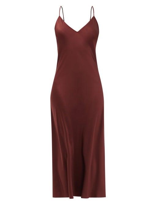 Matchesfashion.com Joseph - Clea V-neck Silk-satin Slip Dress - Womens - Burgundy