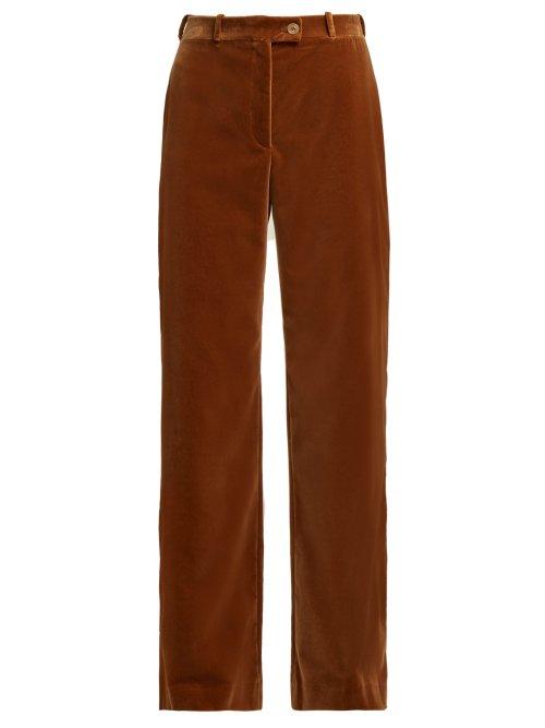Matchesfashion.com Acne Studios - Wide Leg Cotton Velvet Trousers - Womens - Beige