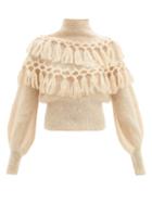 Matchesfashion.com Zimmermann - Ladybeetle Macram-tassel Mohair-blend Sweater - Womens - Cream