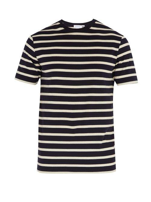 Matchesfashion.com Sunspel - Striped Crew Neck T Shirt - Mens - Navy Multi